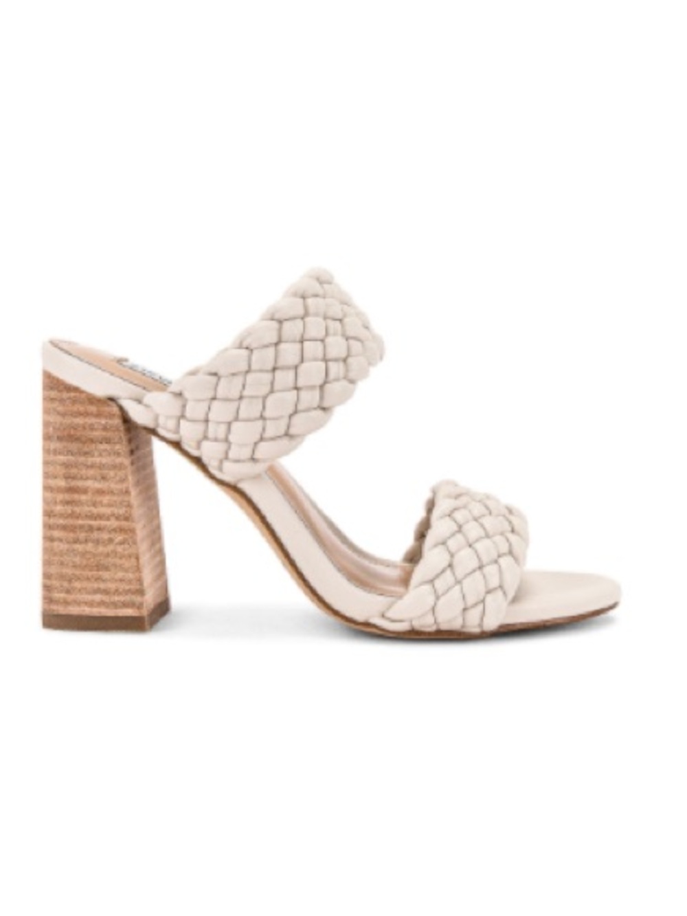 Steve Madden Braided Double-Strap Block Heel Mules in Cream